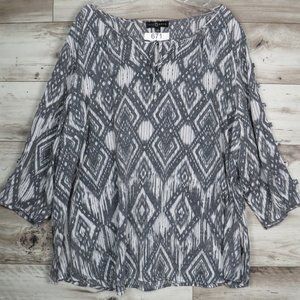 Fred David* Women's 3/4 Open Design Sleeve Split V-Neck Pullover Blouse~ Size 3X